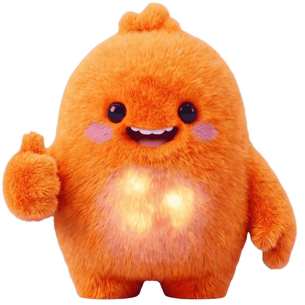 Bram, mascotte van Energie Morgen, met duim omhoog