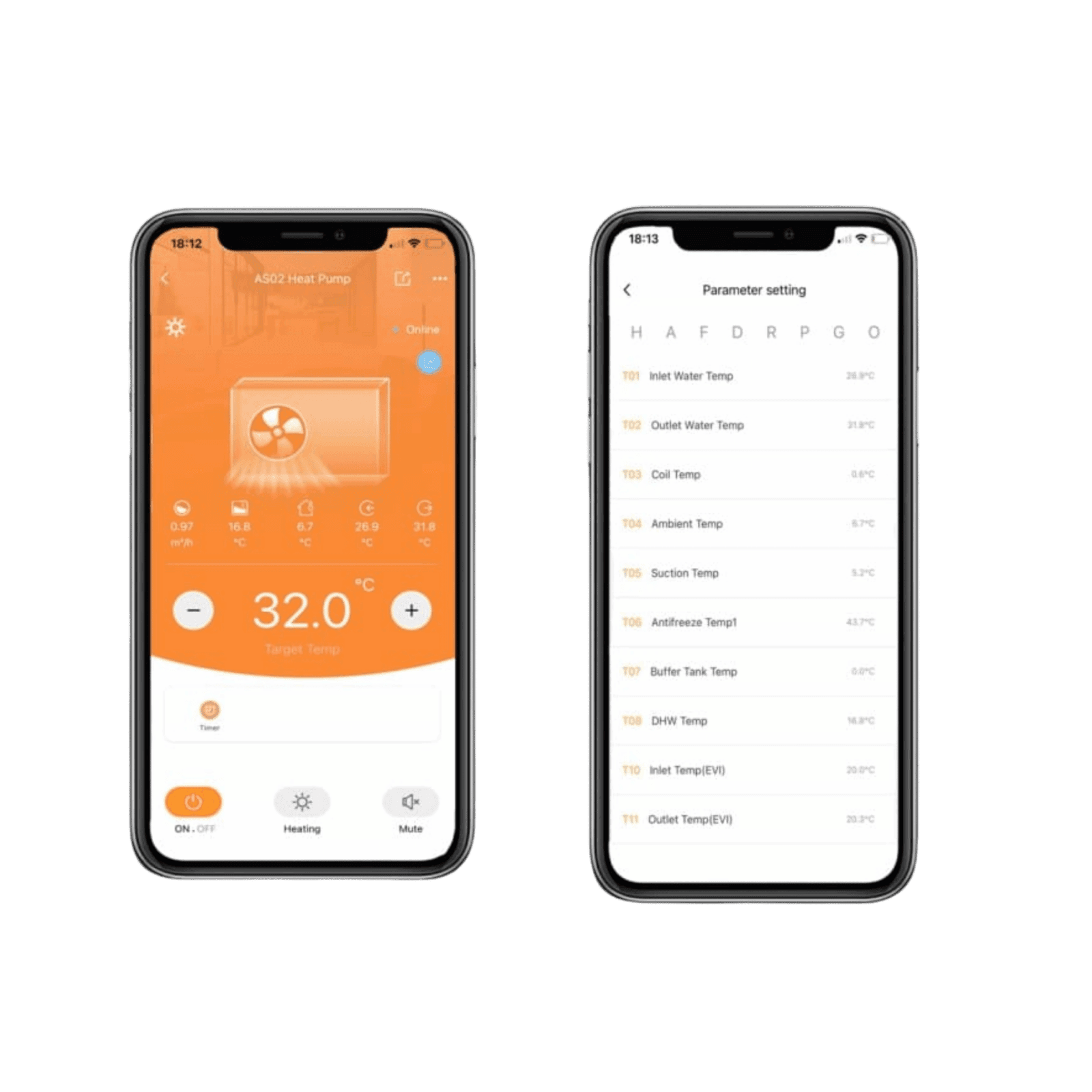 Energie Morgen app op telefoon met warmtepomp bediening