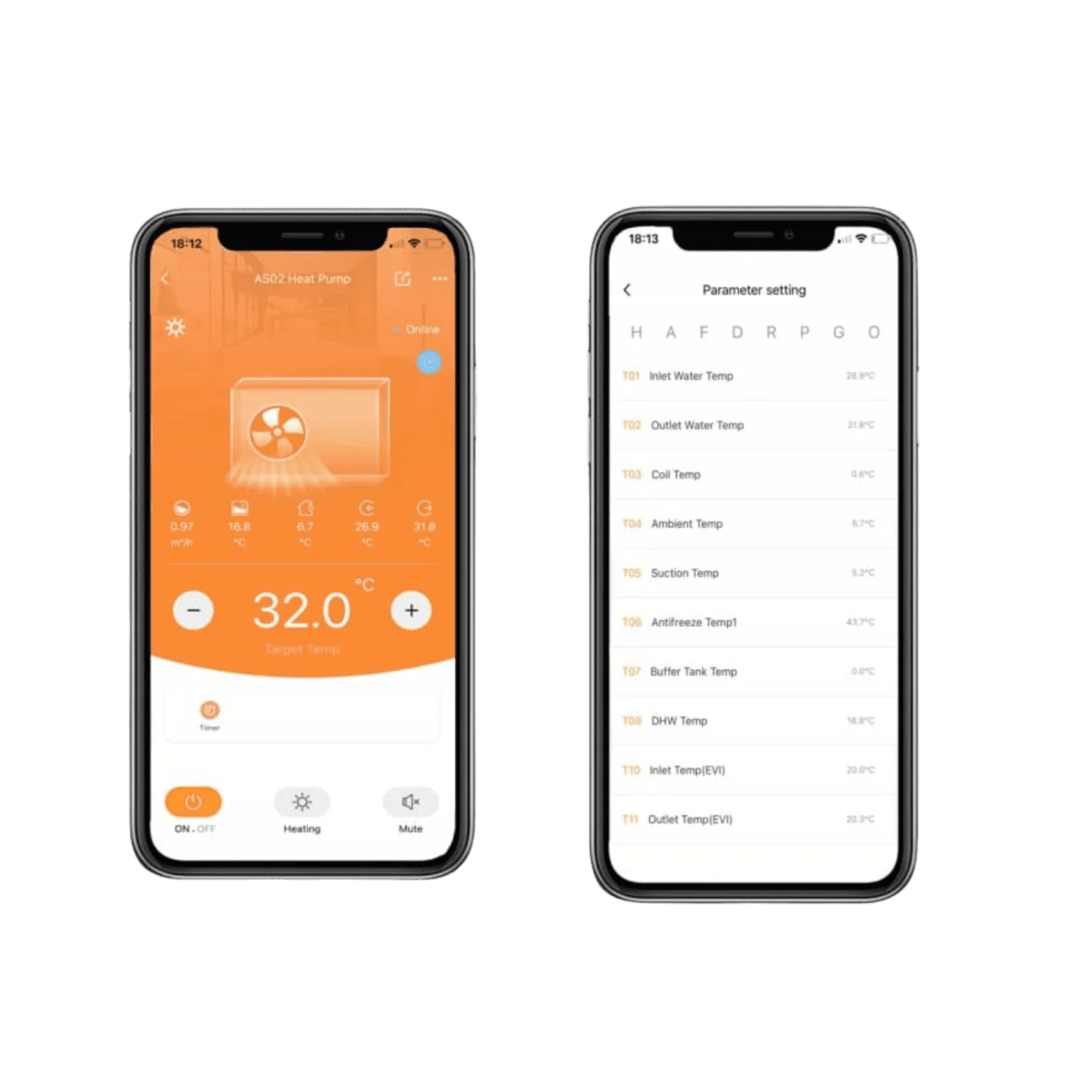 Energie Morgen app op telefoon met warmtepomp bediening