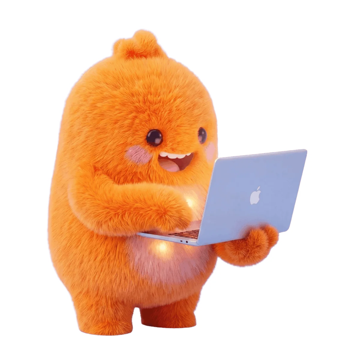 Energie Morgen mascotte met laptop