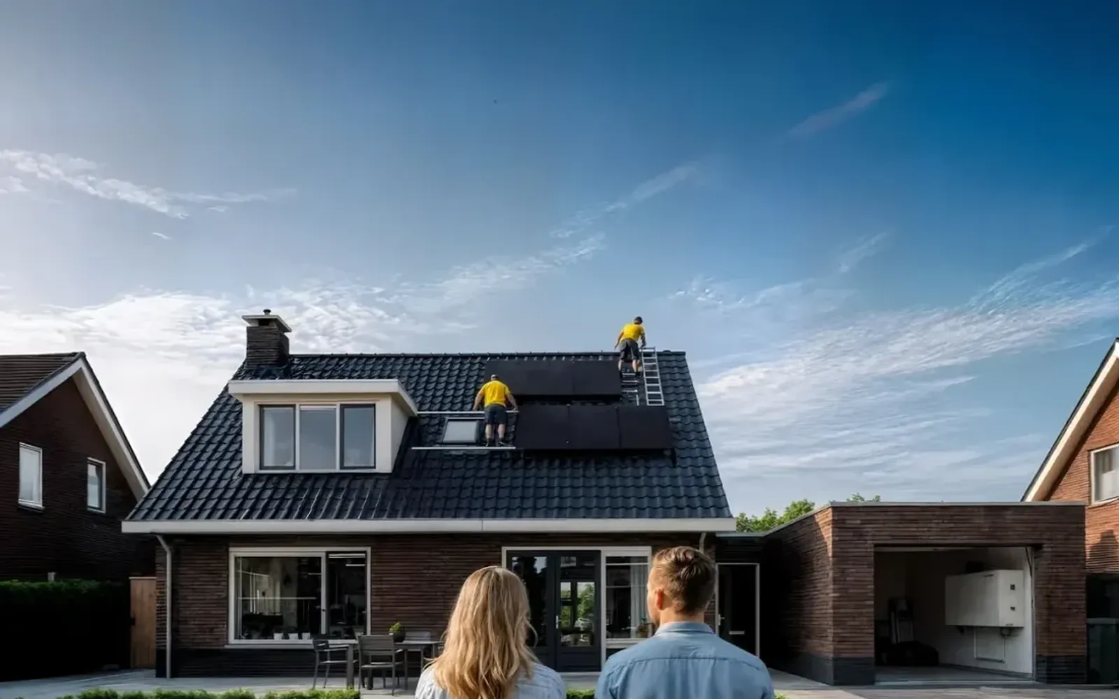 Warmtepomp bij een woning in de winter