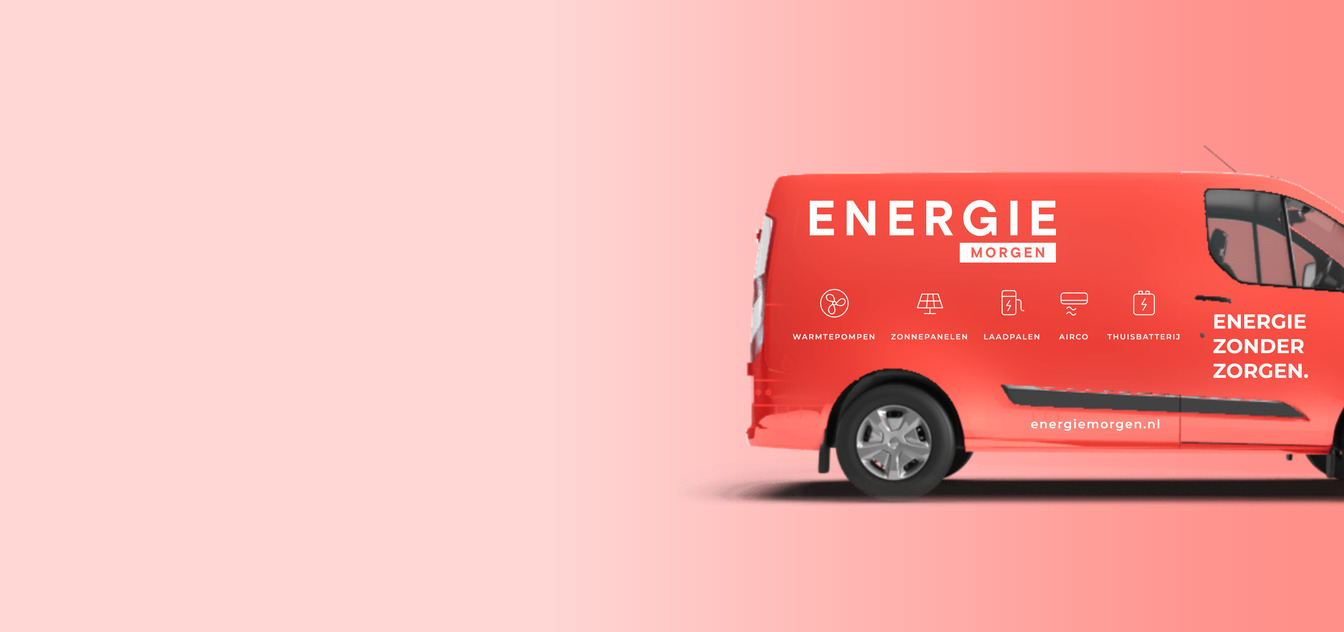 Bus van Energie Morgen bij een woning